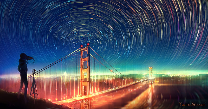 San Francisco Bridge Infinite Lights Artwork, san-francisco, bridge, world, artist, artwork, digital-art, HD wallpaper