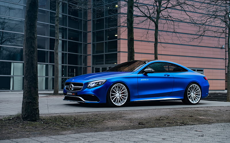 Mercedes-AMG S63 Coupe, Fostla, tuning, 2017 cars, blue S63, supercars, Mercedes, HD wallpaper