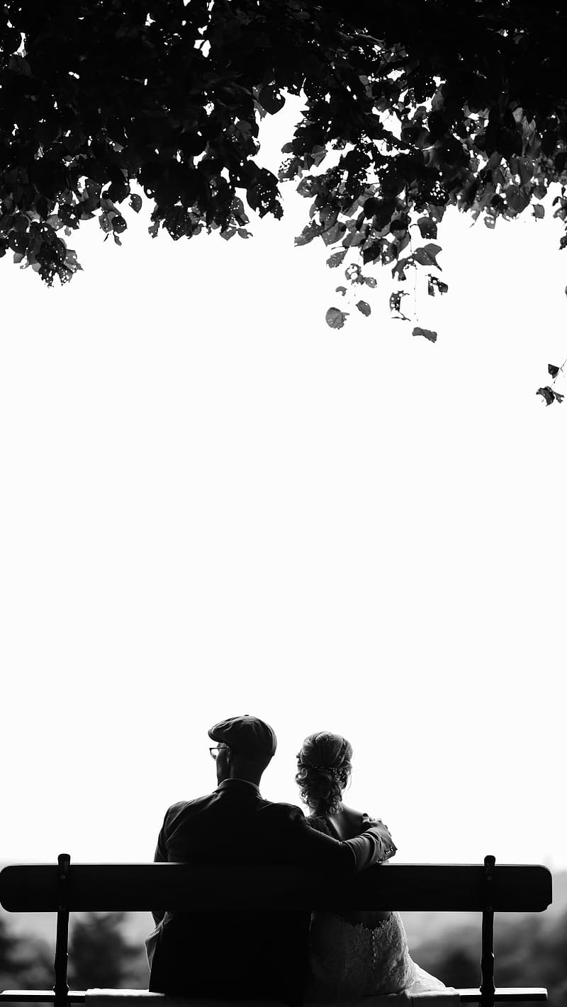 Husband Wife Ke, Black And White, couple in love, old couple, HD phone wallpaper