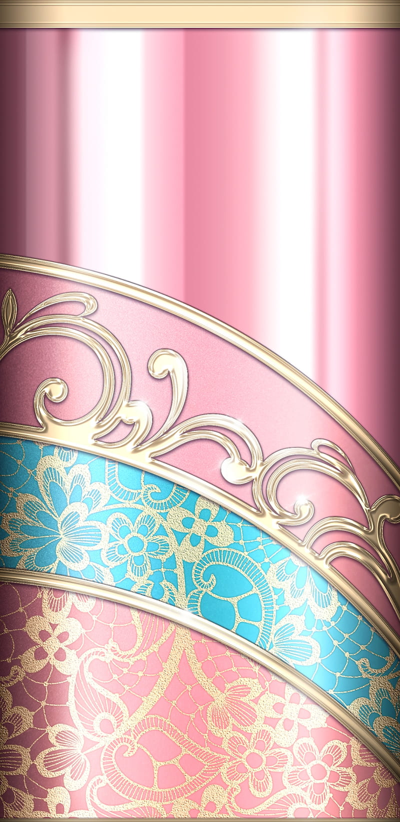Luxury Lace, bonito, blue, girly, gold, golden, pink, pretty, HD phone wallpaper