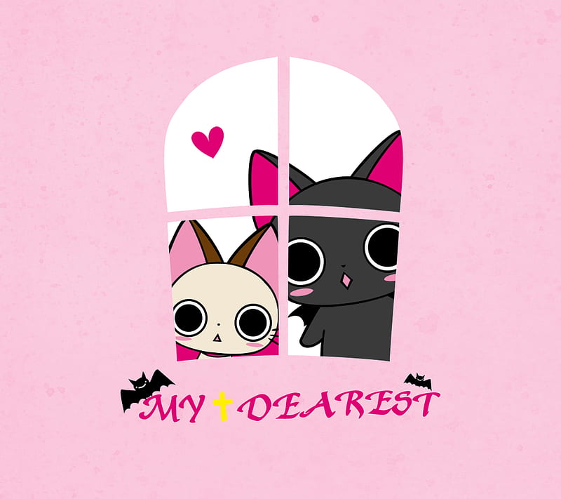 My Dearest, cats, cute, love, neko, vector, windows, HD wallpaper