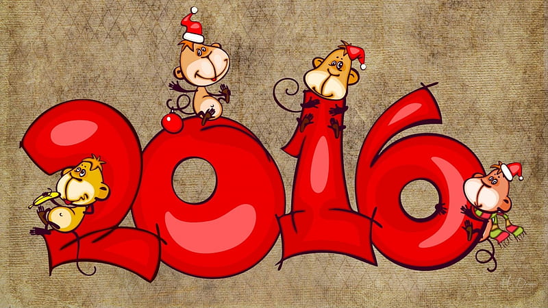 2016 MONKEYS, 2016, cute, Firefox Persona, monkeys, Chinese New Year, Happy New Year, Firefox Persona theme, HD wallpaper