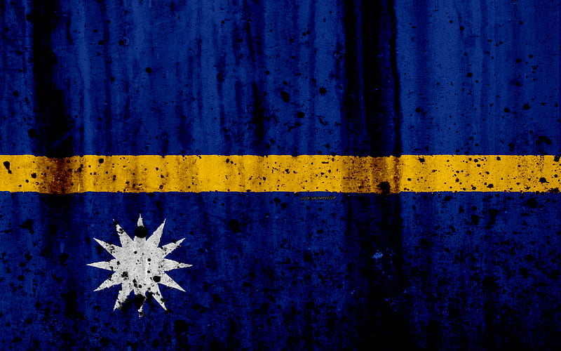 Nauru flag grunge, flag of Nauru, Oceania, Nauru, national symbols, Nauru national flag, HD wallpaper