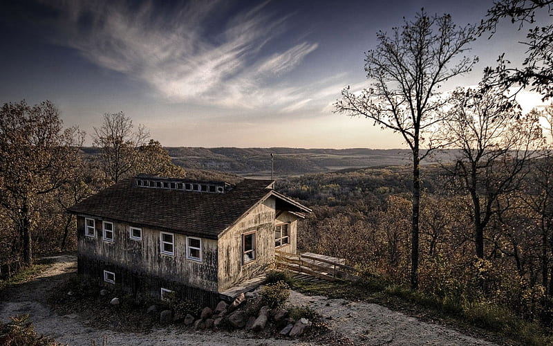 Desolate and Lonely House, building, countryside, house, landscape, HD wallpaper
