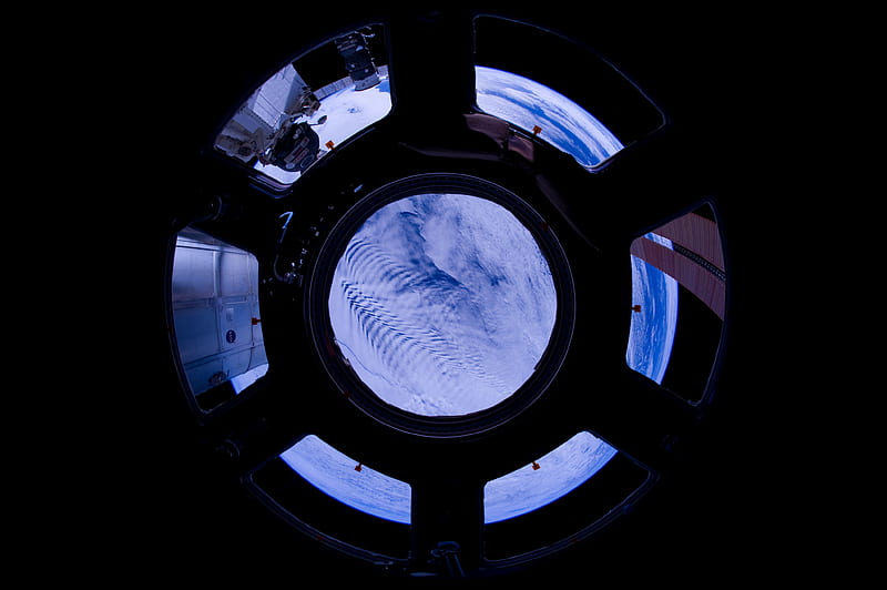 porthole, space, clouds, satellite, HD wallpaper