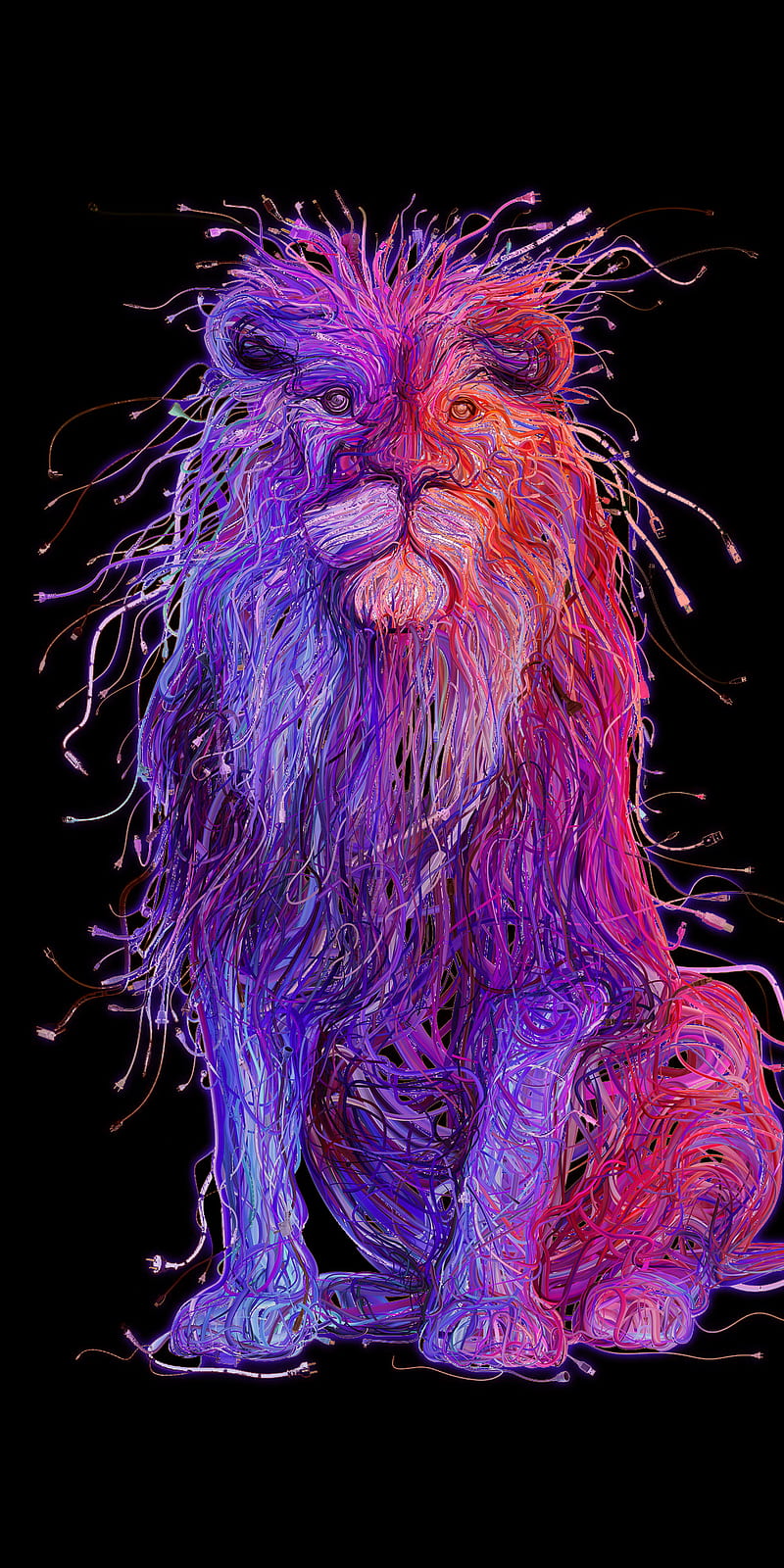 Lion, art, leo, purple, HD phone wallpaper