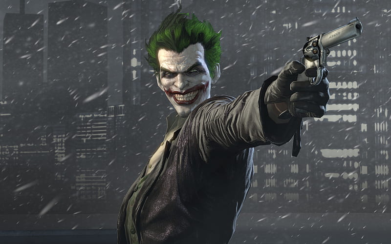 Batman Arkham Origins, supervillain, Joker, gun, HD wallpaper