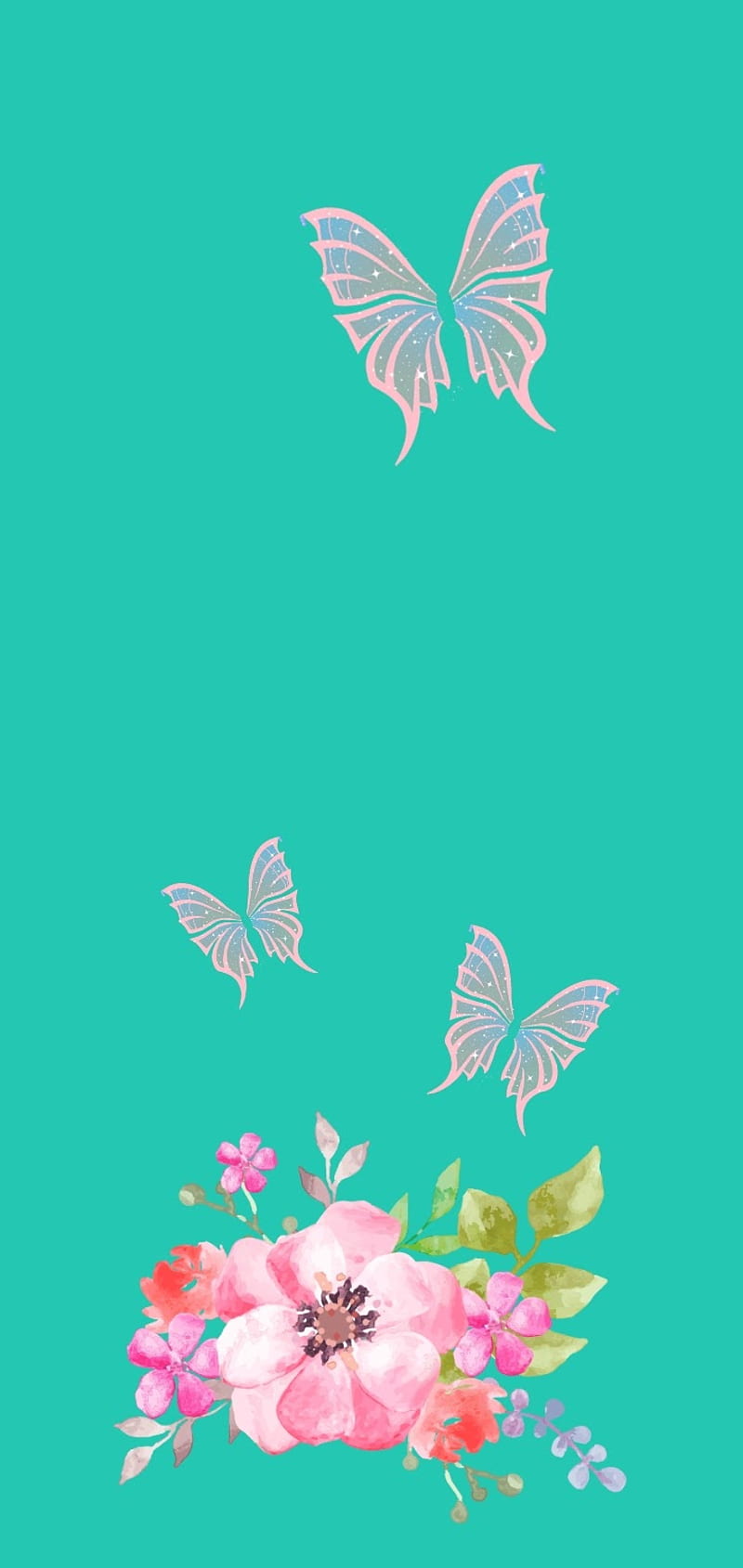 Belleza, bonito, mariposas, mariposa, flores, verde, naturaleza, rosa, Fondo  de pantalla de teléfono HD | Peakpx
