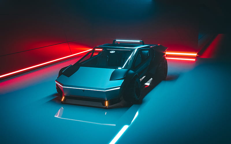 Tesla Cybertruck Front View Concept , tesla-cybertruck, tesla, carros, 2022-cars, artstation, HD wallpaper