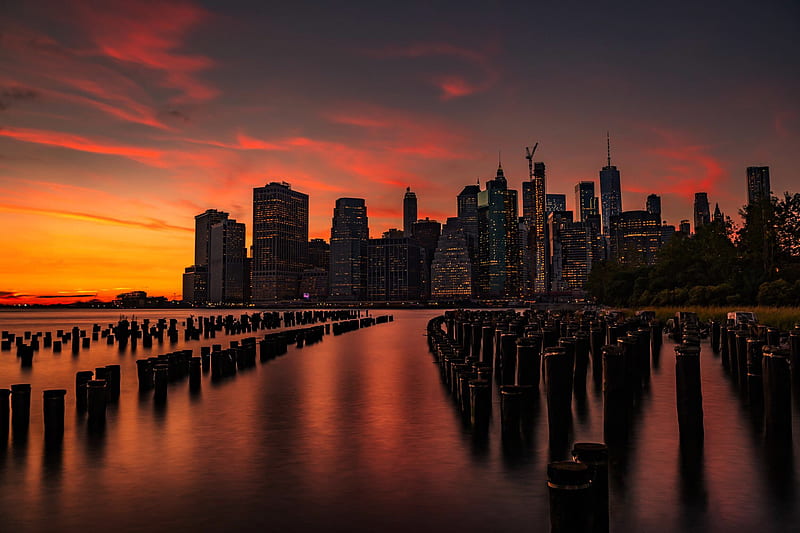 New York Sunset, HD wallpaper