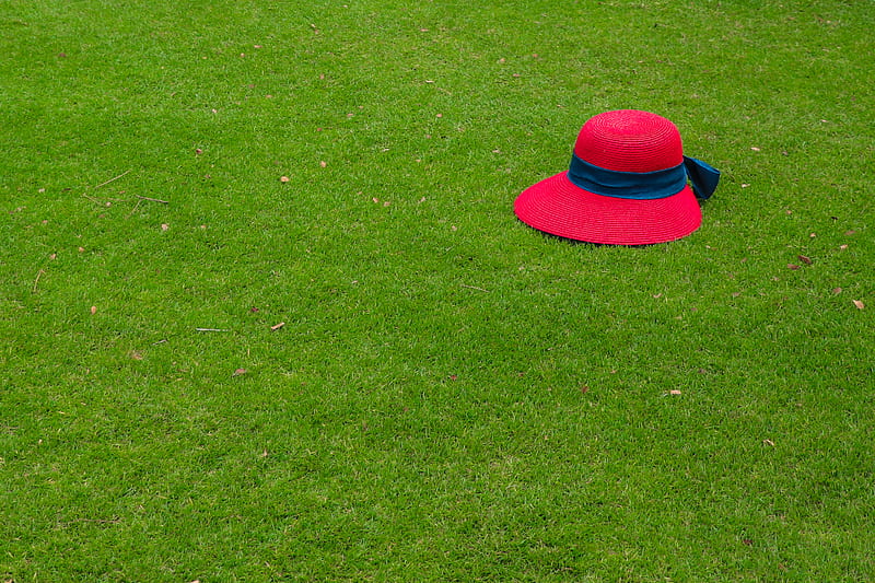 Hat, grass, lawn, green, red, HD wallpaper | Peakpx