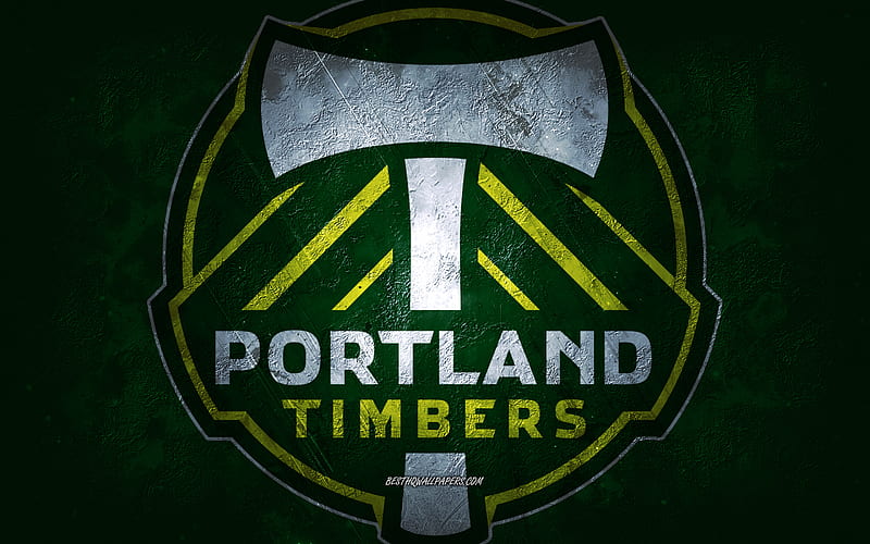 Portland Timbers, American soccer team, green stone background, Portland Timbers logo, grunge art, MLS, soccer, USA, Portland Timbers emblem, HD wallpaper