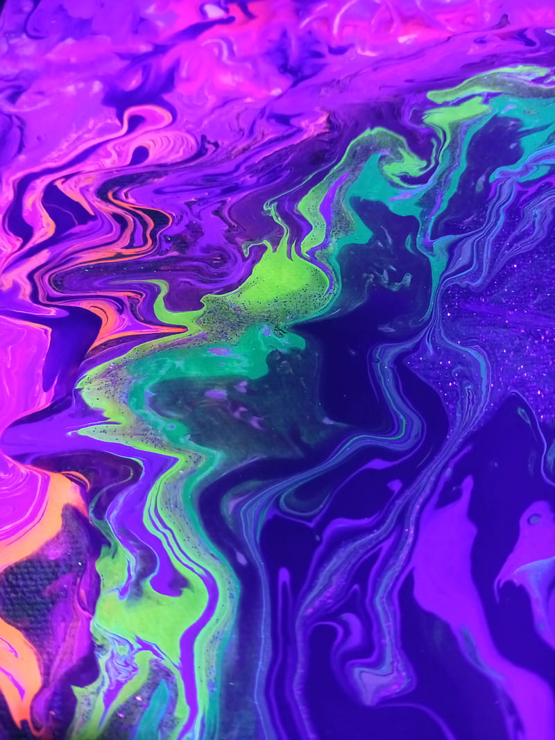 UV Swirls, blacklight, chartreuse, colorful, colours, green, neon, purple, space, swirl, HD phone wallpaper