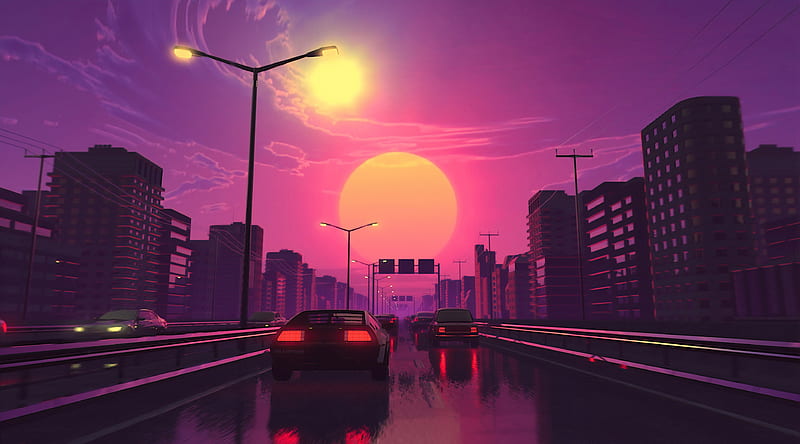 City Sunset Illustration Ultra Aero Vector Art City Illustration Purple Hd Wallpaper Peakpx