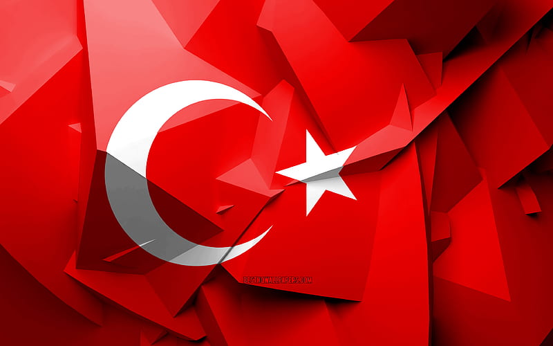 Flag of Turkey, geometric art, European countries, turk bayragi, creative, Turkey, Europe, Turkey 3D flag, national symbols, HD wallpaper
