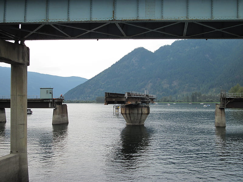 Shuswaps Lakes in BC - Canada 08, metal, graphy, mountains, bridges, Lakes, iron, HD wallpaper