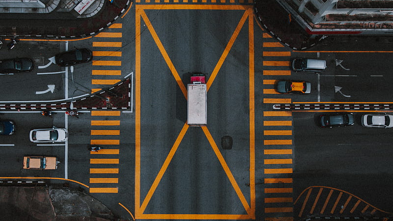Aerial graphy Pedestrian Crossing Vehicles, aerial, traffic, graphy, HD wallpaper