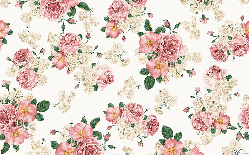 Pink retro roses texture, background with pink roses, roses seamless  texture, HD wallpaper