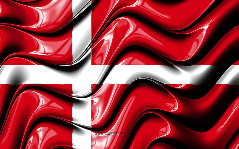 Danish flag Europe, national symbols, Flag of Denmark, 3D art, Denmark, European countries, Denmark 3D flag, HD wallpaper