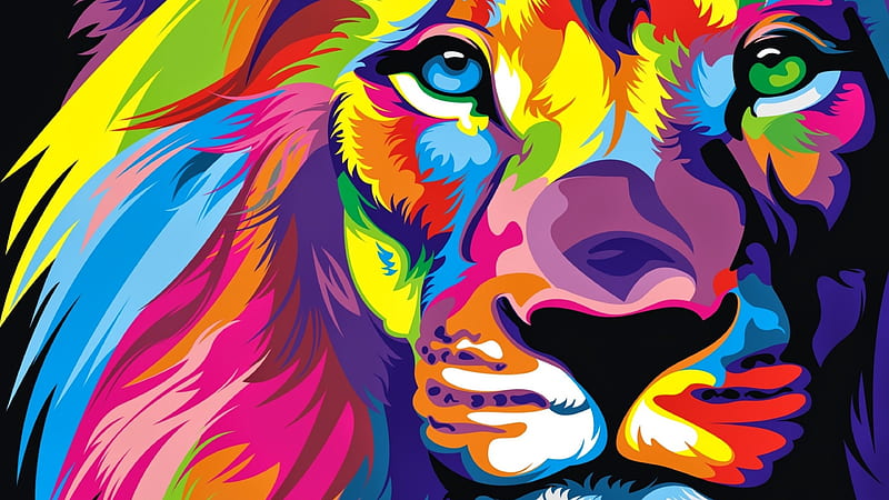 lion creative, art, HD wallpaper