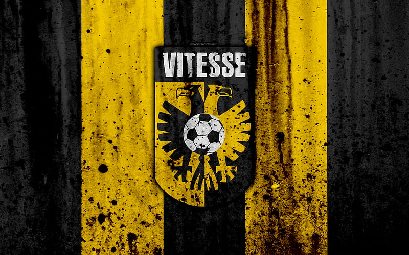 FC Vitesse Eredivisie, grunge, logo, soccer, football club, Netherlands, Vitesse, art, stone texture, Vitesse FC, HD wallpaper