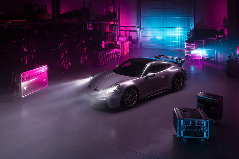 Cyberpunk Porsche 992 GT3 2022, porsche-992, porsche, 2022-cars, cars, behance, cyberpunk, HD wallpaper