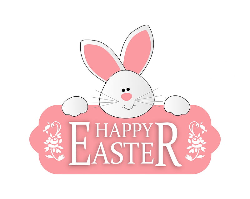 bunny easter Greetings, bunny, easter, pink, white, greetings, HD wallpaper