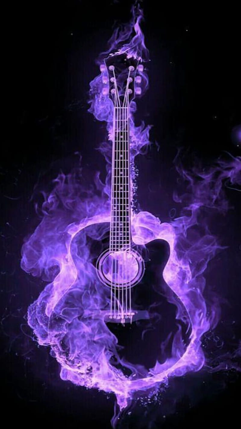 Guitarra de fuego, instrumento, Fondo de pantalla de teléfono HD | Peakpx