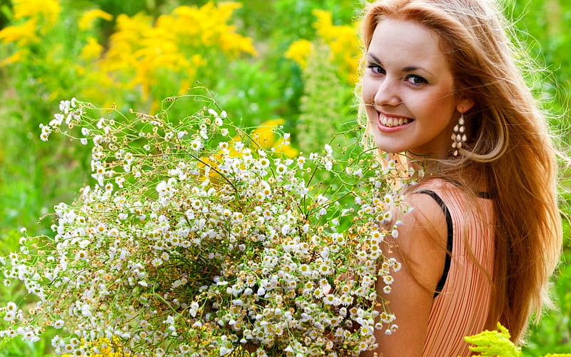 LOVELINESS, summer, flowers, beauty, sunshine, smile, HD wallpaper LOVELINESS, summer, flowers, beauty, sunshine, smile, HD wallpaper
