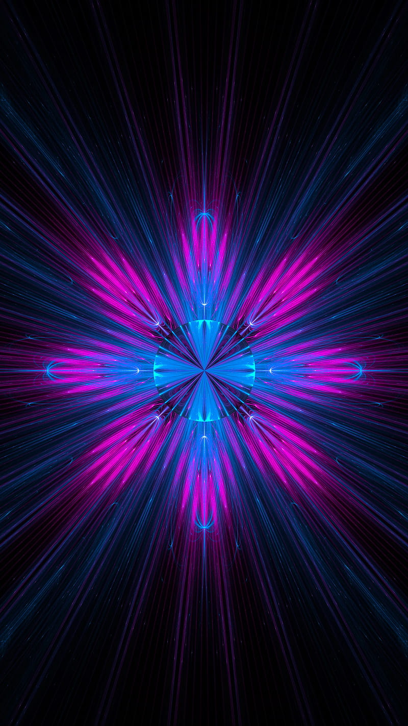 Fractal abstraction , rays, shine, glow, colorful, abstract, HD phone wallpaper