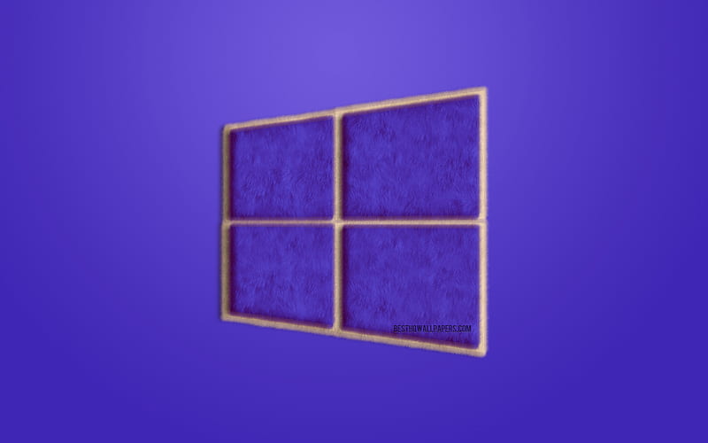 Windows 10 Purple fur logo, creative fur art, purple background, emblem, Windows 10 logo, Windows, HD wallpaper