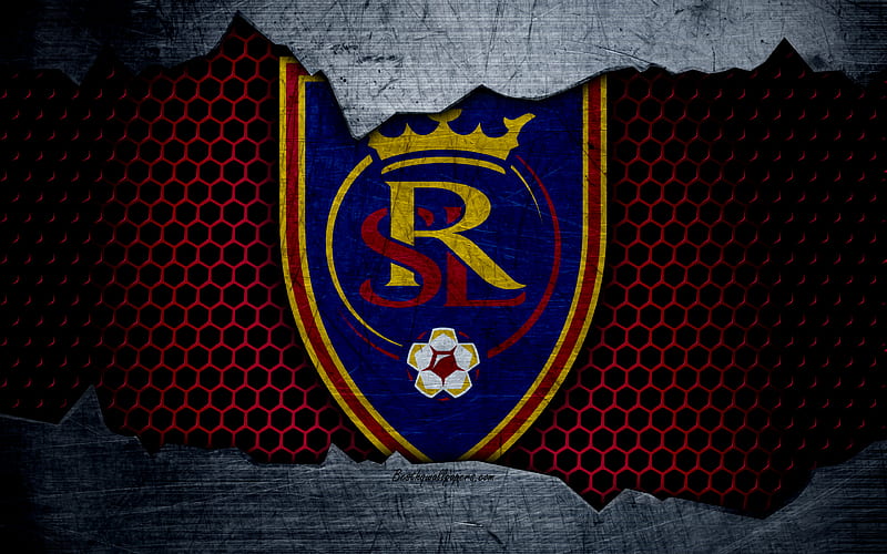 Real Salt Lake logo, MLS, soccer, Western Conference, football club, USA, grunge, metal texture, Real Salt Lake FC, HD wallpaper