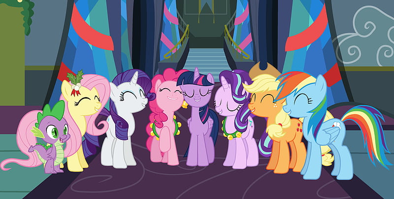 My Little Pony, My Little Pony: Friendship is Magic, Applejack (My Little Pony) , Fluttershy (My Little Pony) , Pinkie Pie , Rainbow Dash , Rarity (My Little Pony) , Spike (My Little Pony) , Starlight Glimmer , Twilight Sparkle, HD wallpaper