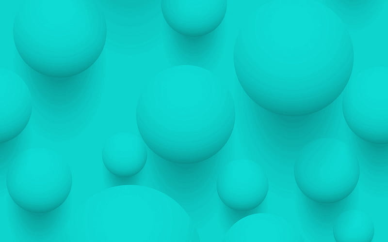 turquoise 3d balls, turquoise 3d background, balls turquoise background, 3d balls, turquoise background, HD wallpaper