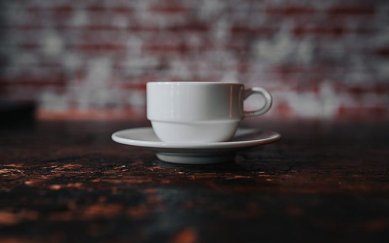 cup on the table, white cup, wooden table, cup of coffee, coffee concepts, HD wallpaper