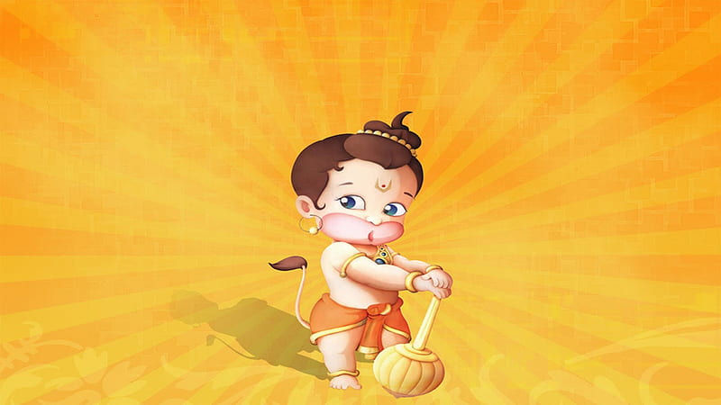 Bal Hanuman In Yellow Background Hanuman, HD wallpaper