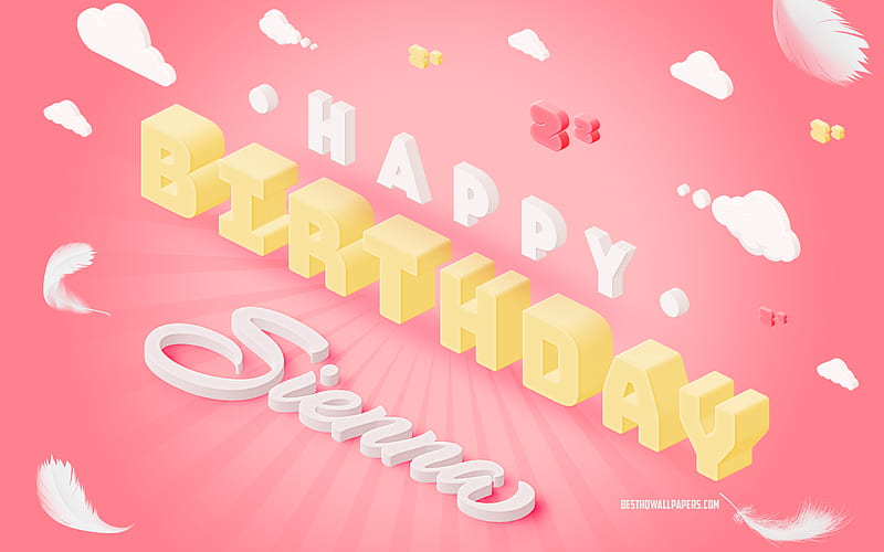 Happy Birtay Sienna, 3d Art, Birtay 3d Background, Sienna, Pink Background, Happy Sienna birtay, 3d Letters, Sienna Birtay, Creative Birtay Background, HD wallpaper