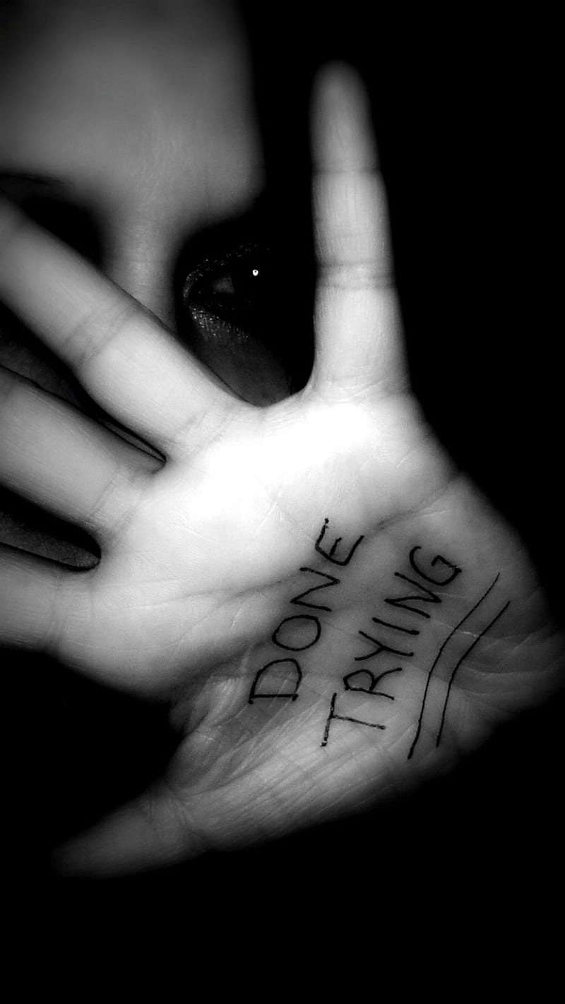 Done Trying Hand, broken, dark, emo, girl, give up, gothic, people, quit, sad, woman, HD phone wallpaper