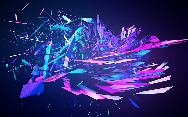 particle explosion, neon lights, colorful, fragments, Abstract, HD wallpaper