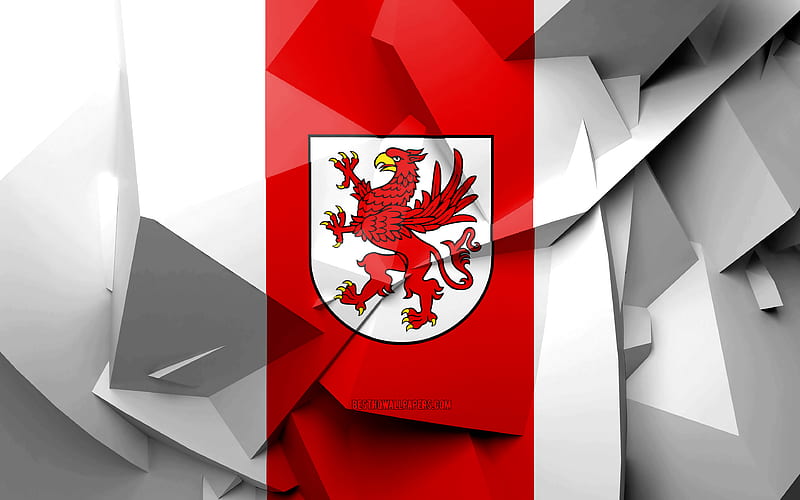 Flag of West Pomerania, geometric art, Voivodeships of Poland, West Pomerania Voivodeship flag, creative, polish voivodeships, West Pomerania Voivodeship, West Pomerania 3D flag, Poland, HD wallpaper