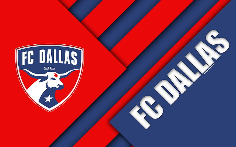 FC Dallas, material design logo, red blue abstraction, MLS, football, Dallas, Texas, USA, Major League Soccer, HD wallpaper