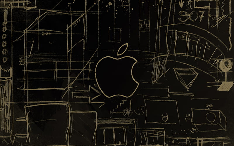 old apple, apple, mac, computer, black, la maquina, technology, system, old, HD wallpaper