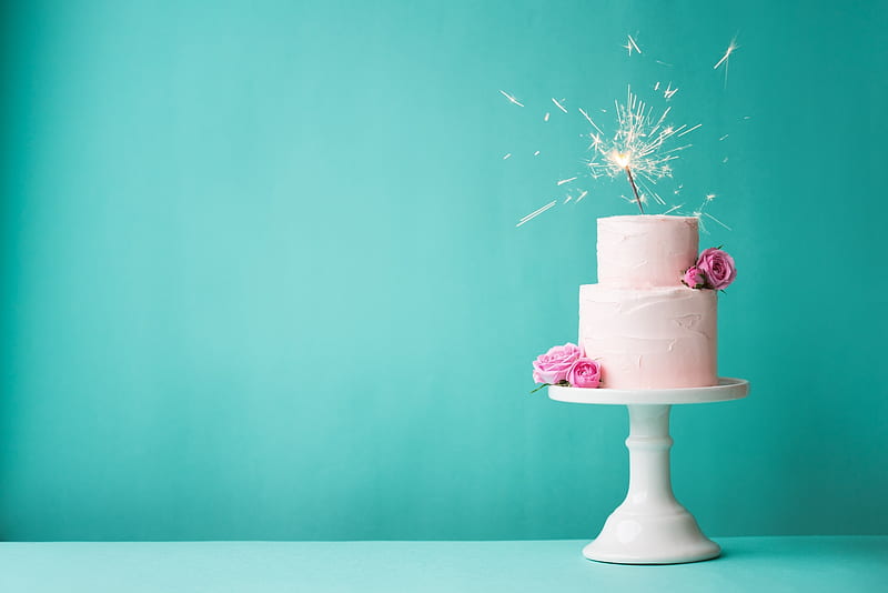 feliz cumpleaños !, pastel, fuegos artificiales, flor, blanco, birtay,  rosa, Fondo de pantalla HD | Peakpx