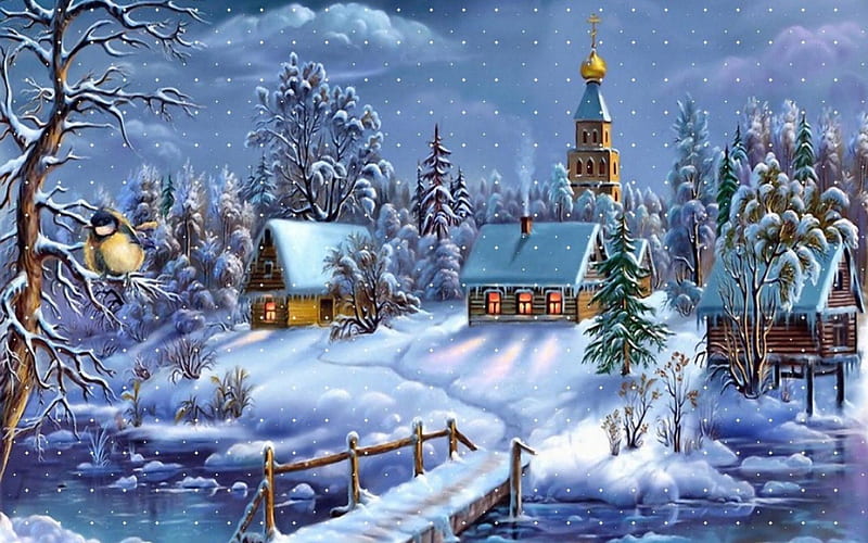 Christmas Scene, house, christmas, snow, winter, HD wallpaper