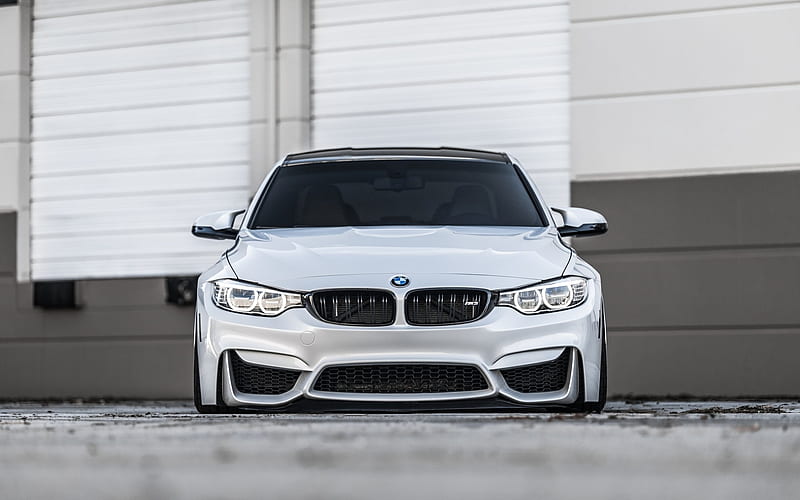 BMW M4, front view, F82, 2018 cars, supercars, white M4, BMW, HD wallpaper