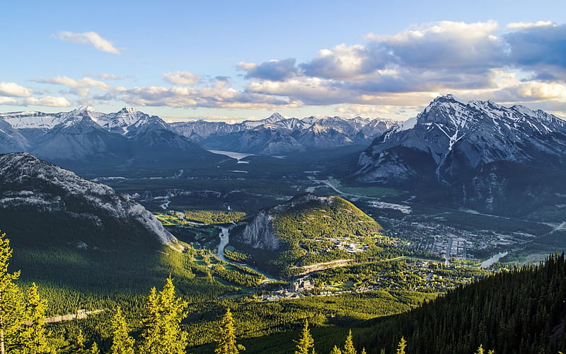 Town in a marvelous valley, cloud, mountains, town, forests, valley, HD ...