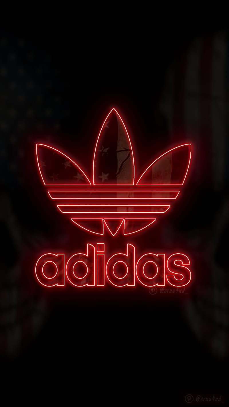 adidas, brand, logo, neon, red, smirlofv, HD phone wallpaper