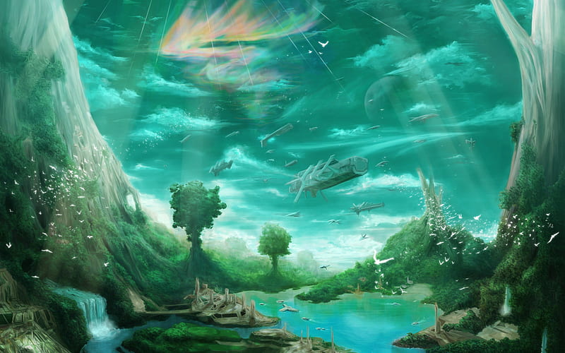 Fantasy World, world, tree, fantasy, dream, HD wallpaper