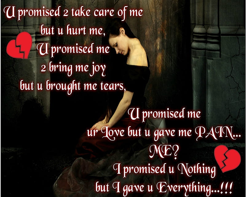 Promise, alone, broken heart, girl, hurt me, pain, sad, tear, HD wallpaper