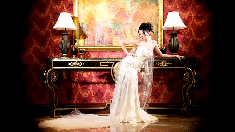 White dress, elegance, dress, charm, bonito, white, woman, HD wallpaper ...